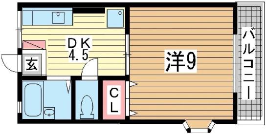 タウンハイム須磨南(1DK/1階)の間取り写真
