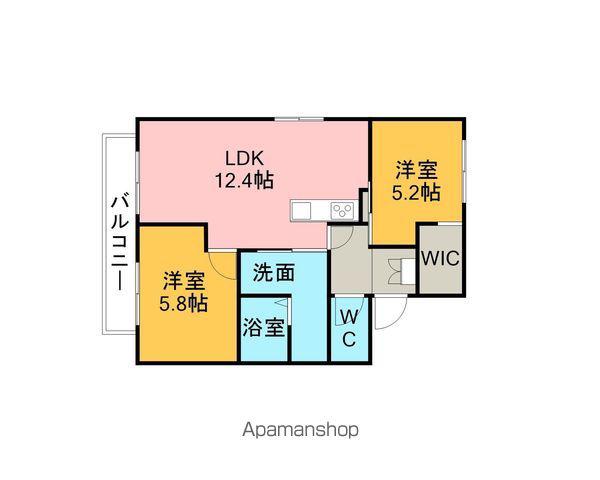 エイトファーム知立F棟(2LDK/1階)の間取り写真