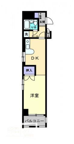 アルファエステート扇町(1DK/3階)の間取り写真