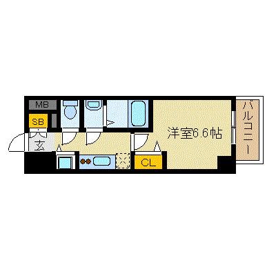 エス・キュート京町堀(1K/8階)の間取り写真