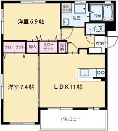シャトレー青葉館(2LDK/5階)の間取り写真