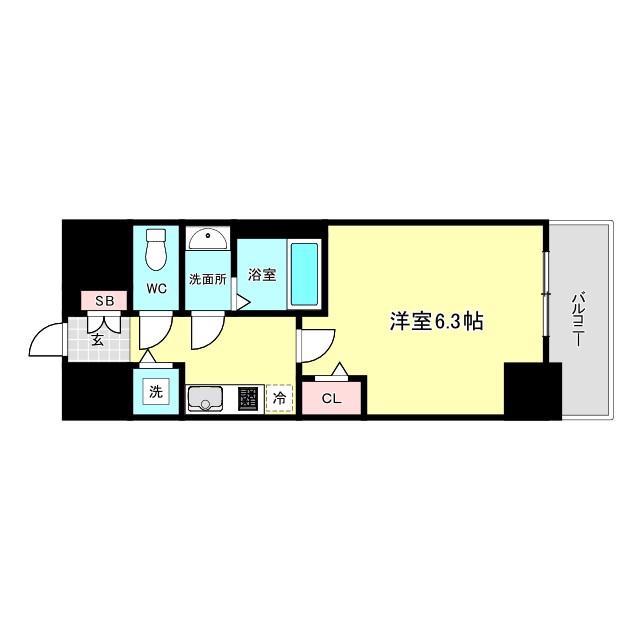 プレサンス大阪ゲートシティ(1K/5階)の間取り写真