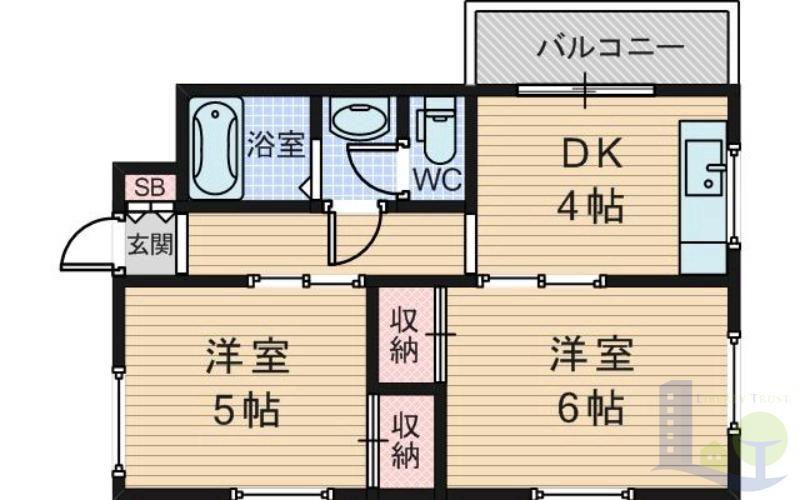 シャローム上新庄(2DK/3階)の間取り写真