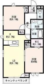 デュラ アサヒ D棟(2LDK/1階)の間取り写真
