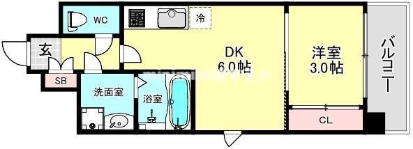 レジュールアッシュ アーバンリッシュ(1DK/8階)の間取り写真