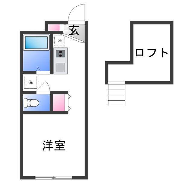 レオパレスセレザ(1K/2階)の間取り写真