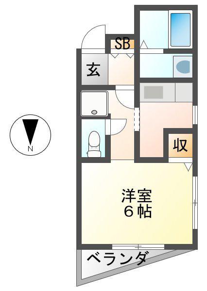 山口マンション(1K/2階)の間取り写真