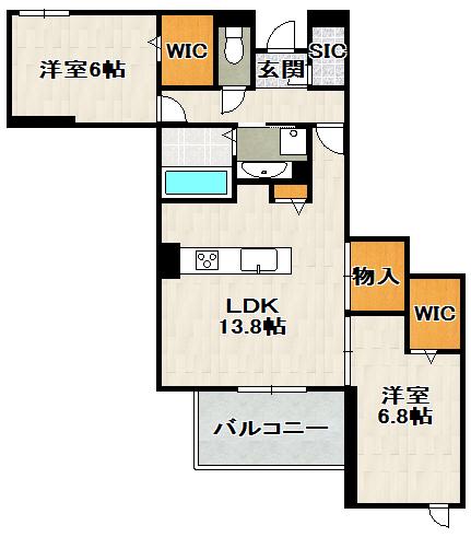 NIGAWA RESIDENCEII(2LDK/2階)の間取り写真