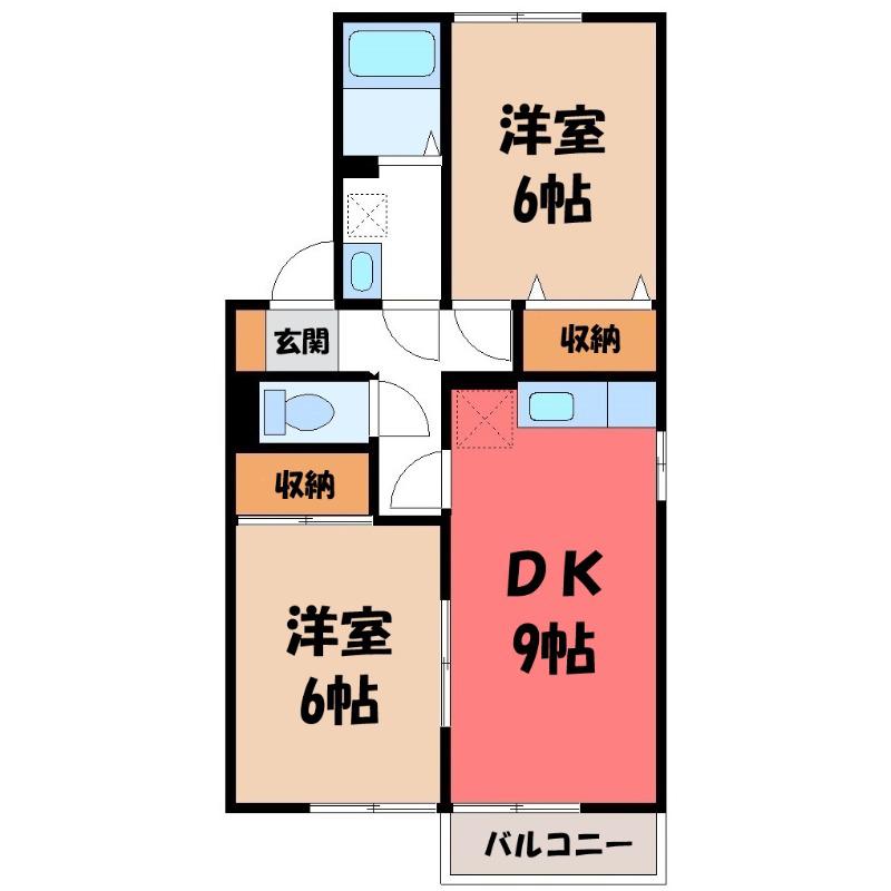 ヴェルフィーユ C(2DK/2階)の間取り写真