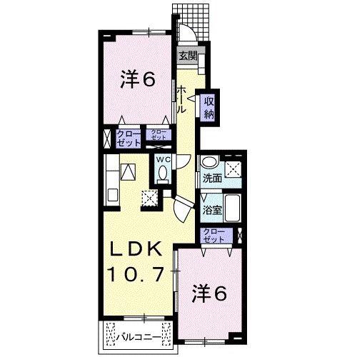 ブルック菅池(2LDK/1階)の間取り写真