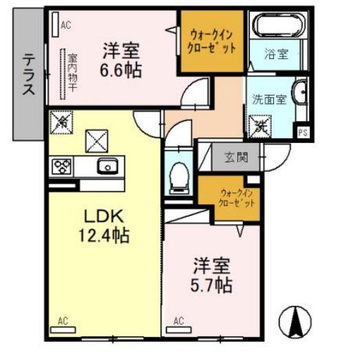 THE ABENO(2LDK/1階)の間取り写真