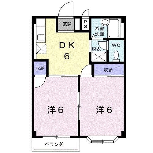 エルデイムわしかわ(2DK/2階)の間取り写真