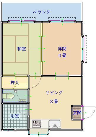 ハピネスかしん(2DK/4階)の間取り写真