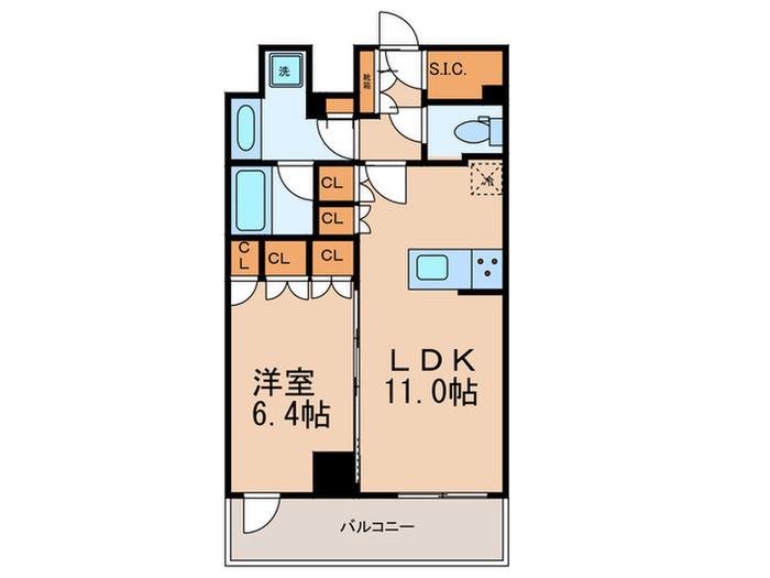 ザ・パークハビオ早稲田(1LDK/7階)の間取り写真
