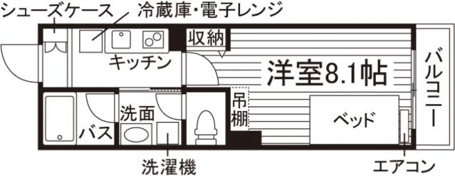 山口大工学部南学生マンション(1K/3階)の間取り写真