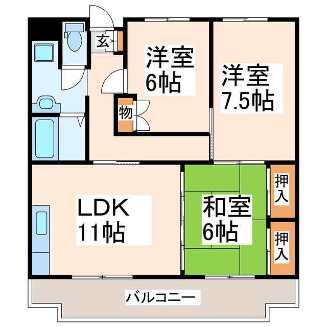 プルメリア(3LDK/3階)の間取り写真