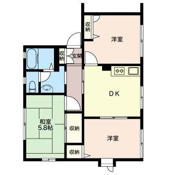 クレール本郷台 3DK52平米(3DK/2階)の間取り写真