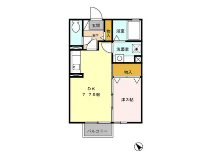 DD‐ROOMグランソレイユA203(1DK/2階)の間取り写真