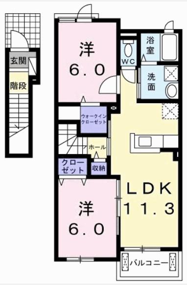 ボヌシャンス(2LDK/2階)の間取り写真