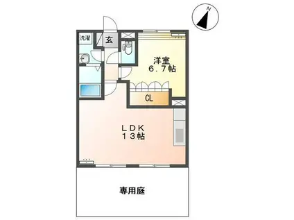 プレサス(1LDK/1階)の間取り写真