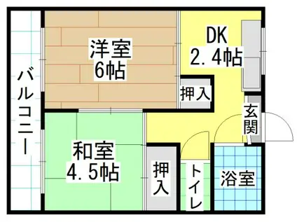 アベニュー片野(2DK/4階)の間取り写真