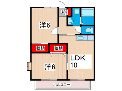 ガーデンコート(2LDK/2階)の間取り写真