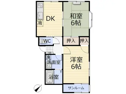 メイプルハウス桜谷(2DK/2階)の間取り写真