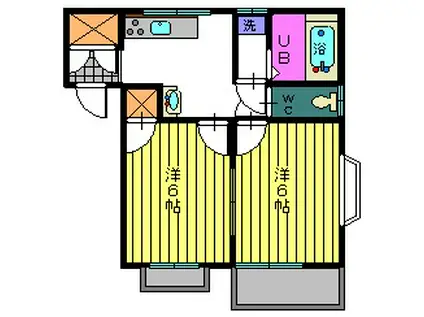 ナルミコーポ(2DK/1階)の間取り写真