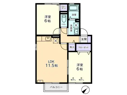 ペット対応小型犬(2LDK/2階)の間取り写真