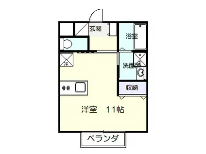 フィールグッド湖山(1K/2階)の間取り写真