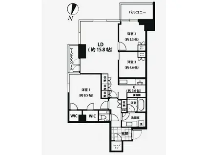 パークコート千代田一番町(3LDK/3階)の間取り写真