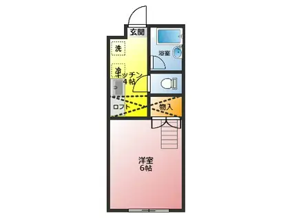 ピアネス山王B(1K/2階)の間取り写真