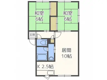 コーポ愛II(2LDK/3階)の間取り写真