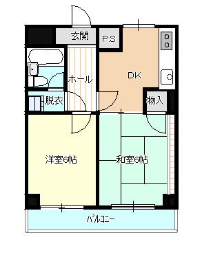 大江ビル(2DK/4階)の間取り写真