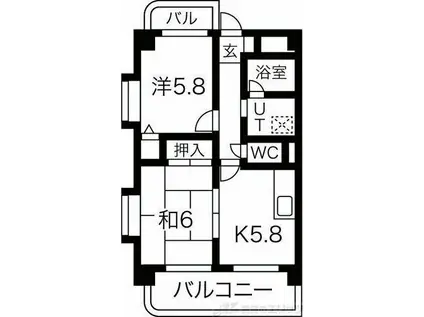 ピュアプレイス(2DK/3階)の間取り写真