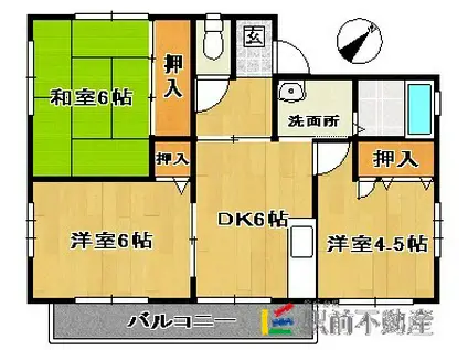 そよ風六番館 B(3DK/2階)の間取り写真