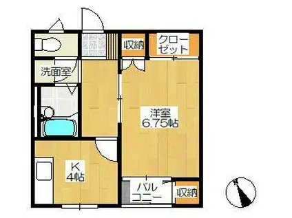 パストラルプレイス(1K/1階)の間取り写真