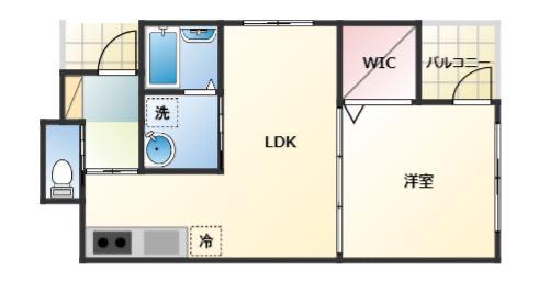 プライマル久留米(1LDK/1階)の間取り写真