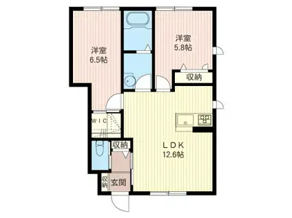 フェアリーA(2LDK/1階)の間取り写真