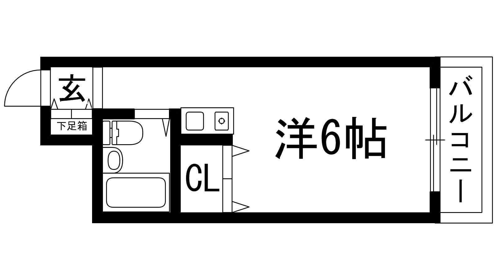 カームヒル箕面(1K/2階)の間取り写真