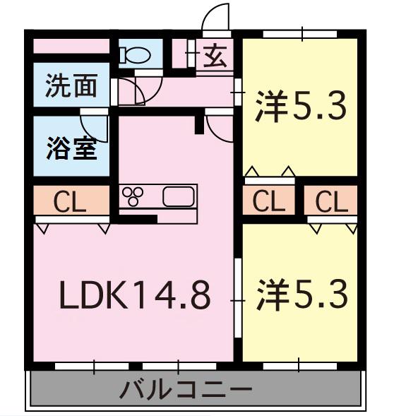 アーバニスト本山(2LDK/2階)の間取り写真