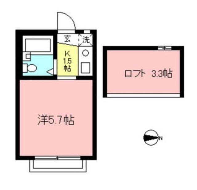 ルーブル国領(1K/2階)の間取り写真