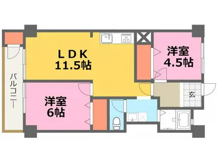 第五共立ビル(2LDK/7階)の間取り写真