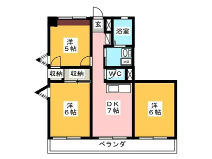 ユニテ井上(3DK/2階)の間取り写真