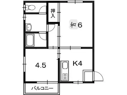岡村ハウス(2DK/2階)の間取り写真