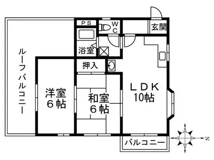 ドエルKASAI NO2(2LDK/4階)の間取り写真