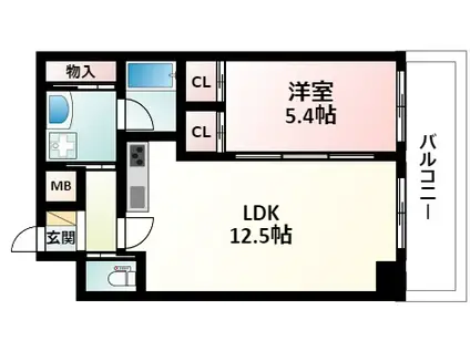 DIMUS新大阪(1LDK/13階)の間取り写真