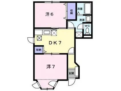 ピュアドリーム(2DK/1階)の間取り写真