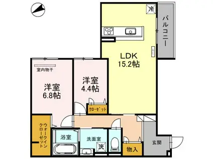 D-ROOM鶴見区今津南4丁目(2LDK/2階)の間取り写真