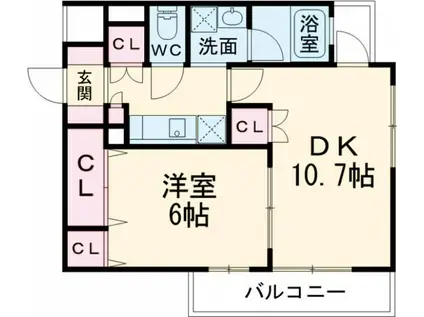 ドゥーエ東十条(1LDK/6階)の間取り写真